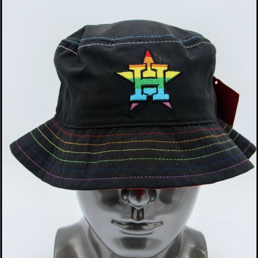 NWT Houston Astros Coca Cola Black Bucket Hat Cap with Vibrant Stitching
